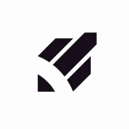 Abstrakcyjne logo w kolorze ciemnym, składające się z łukowatego elementu i trzech ukośnych prostokątów, na białym tle.