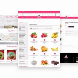 Prezentacja responsywnego projektu strony internetowej cukierni z ofertą aromatów w proszku, dekoracji na tort i możliwością dostawy.