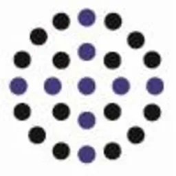 Abstrakcyjna grafika złożona z czarnych i fioletowych kropek ułożonych w okrąg.