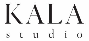 Logo 'KALA studio' z Wrocławia, czarny font na białym tle, minimalistyczny design.