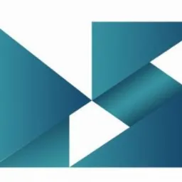 Abstrakcyjne logo firmy prawniczej: gradientowe, turkusowe trójkąty tworzące geometryczny wzór na białym tle.