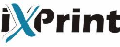 Logo firmy iXprint z charakterystyczną niebieską literą X.