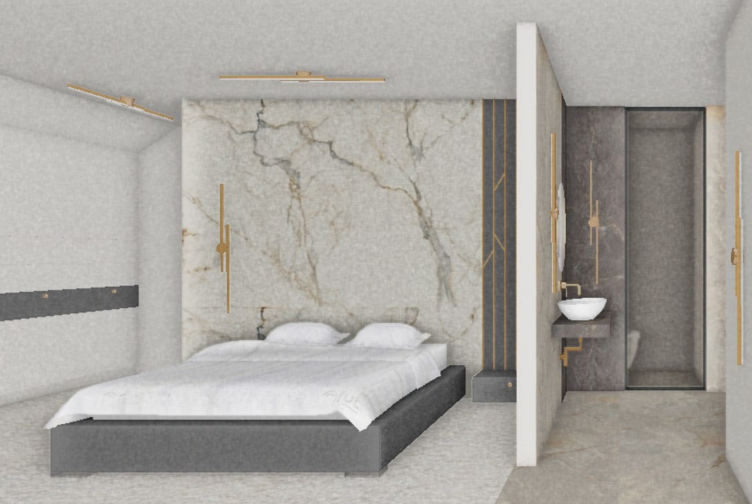projekt - sypialnia z łazienką