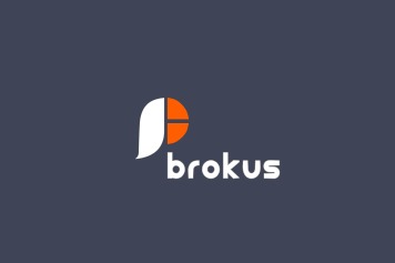 Logo firmy Brokus: stylizowana litera 'B' wkomponowana w pomarańczowy okrąg, obok biały napis 'brokus' na ciemnoszarym tle.