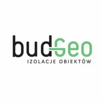 Logo firmy BudGeo z zielonym napisem 'geo', oferującej izolacje obiektów.