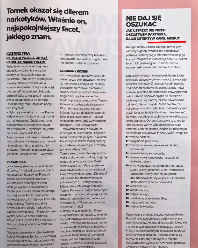 Artykuł z moim udziałem w czasopiśmie 'Well' (czerwiec 2018)