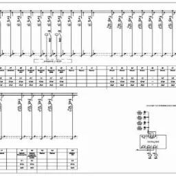 Szczegółowy schemat elektryczny sterowania ogrzewaniem na dachu, z oznaczeniami elementów i parametrami technicznymi.