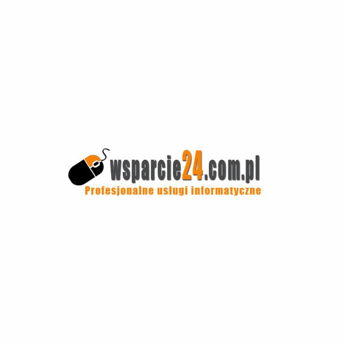 Logo firmy wsparcie24.com.pl z motywem myszki komputerowej i napisem 'Profesjonalne usługi informatyczne' w kolorze pomarańczowym.