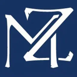 Białe, stylizowane litery 'MZ' na granatowym tle, tworzące logo kancelarii prawnej.