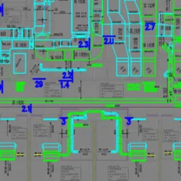 Rzut instalacji wentylacji z fan-coilami