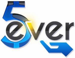 Stylizowane logo firmy 'Sever' z cyfrą '5' w kolorze niebieskim, przechodzącą w rękę, oraz napisem 'ever' w kolorze czarnym z żółtym akcentem.