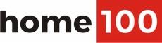 Logo firmy Home 100: czarny napis 'home' z białym napisem '100' na czerwonym kwadracie.