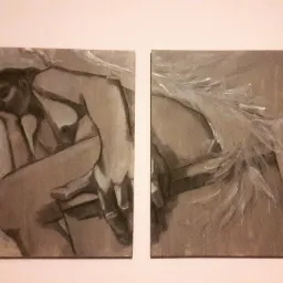 Dyptyk, anioł akt, każda część 100x70 cm