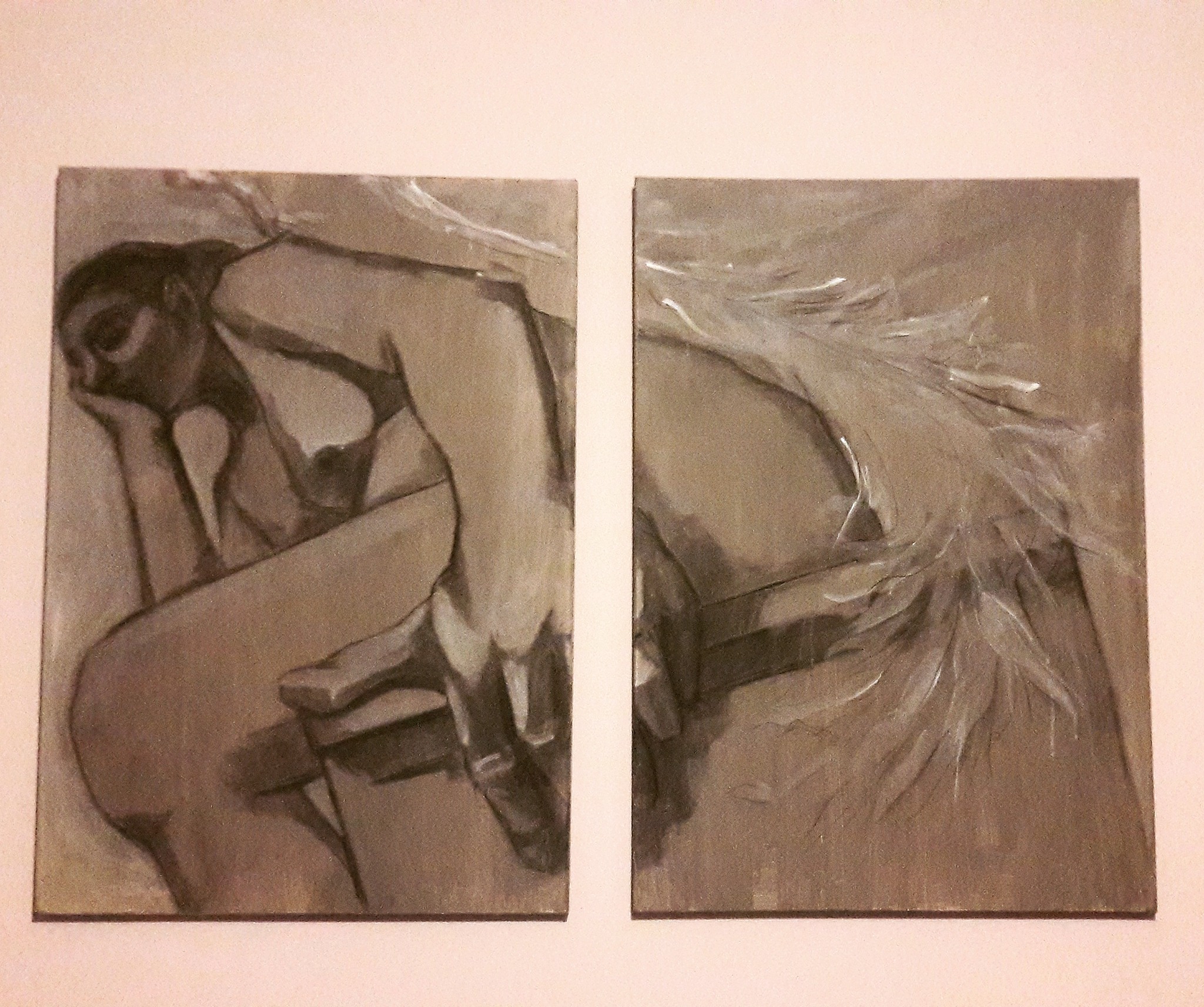 Dyptyk, anioł akt, każda część 100x70 cm