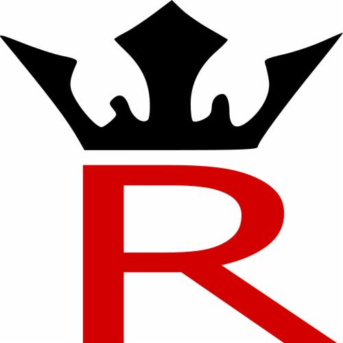 Logo firmy rotman.sklep.pl przedstawiające czerwoną literę R z czarną koroną powyżej, na białym tle.