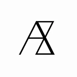 Proste czarno-białe logo w kształcie litery A i X z geometrycznych linii na białym tle.