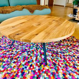 Stolik kawowy dębowy styl loftowy fi 90 