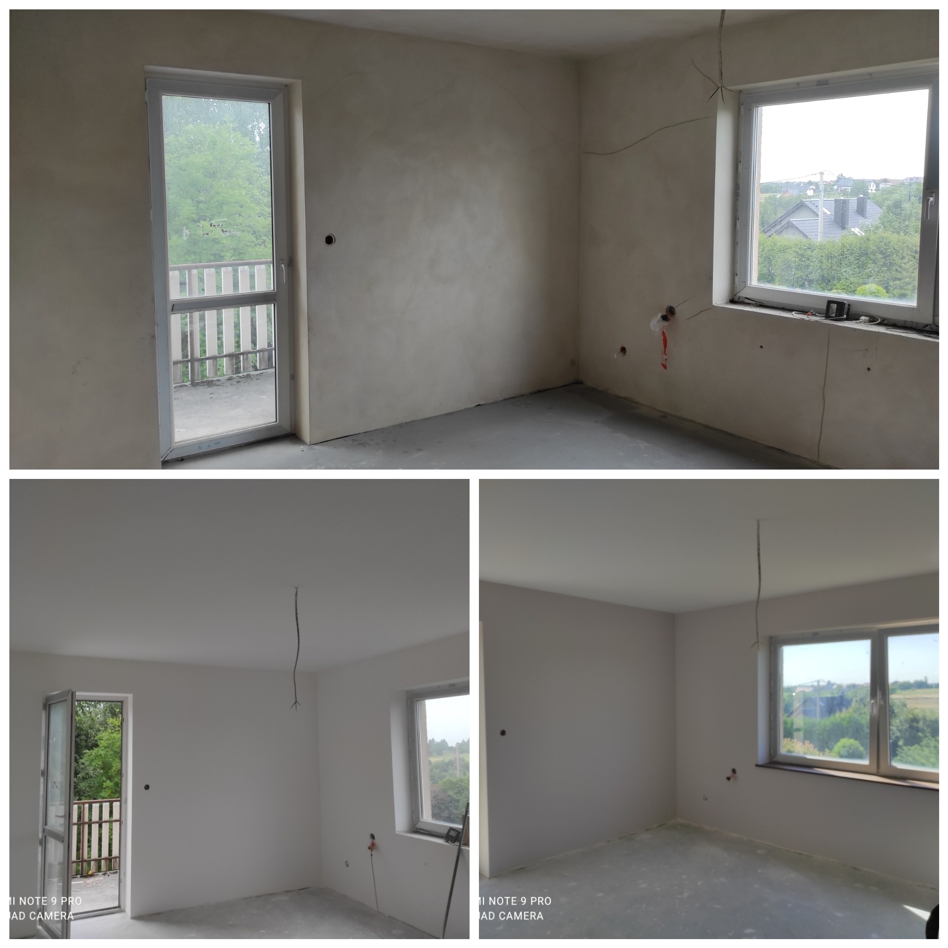 Szpachlowanie, malowanie, montaż parapetów.