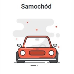 Dobra Strona Ubezpieczeń Monika Siwoń - Stylizowana ikona czerwonego samochodu osobowego na białym tle z delikatnymi, dekoracyjnymi kropkami.