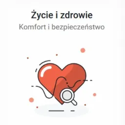 Stylizowana grafika przedstawiająca czerwone serce z białą obwódką, przez które przechodzi linia pulsu, z białą lupą skierowaną na serce, na białym tle z drobnymi czerwonymi kropkami. Nad sercem...