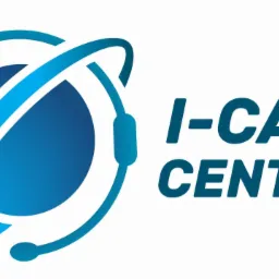 Logo firmy z nazwą i symbolem słuchawki okrążającej kulę ziemską, w odcieniach niebieskiego.