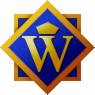 Logo firmy w kształcie niebieskiego rombu z żółtą obwódką, zawierające złotą literę W zwieńczoną koroną.