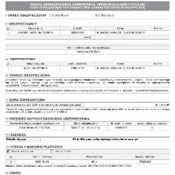 Skan polisy ubezpieczeniowej OC dla osób sporządzających świadectwa charakterystyki energetycznej, wystawionej przez Generali dla firmy Quebec Karolina Zdziech, z okresem ubezpieczenia...