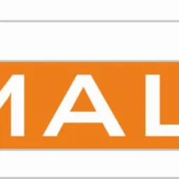 Logo firmy MALWO z białym napisem na pomarańczowym tle, otoczone szarymi, cienkimi liniami tworzącymi prostokąty.