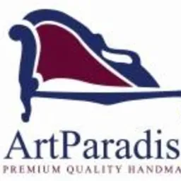 Logo firmy ArtParadise z wizualizacją leżanki w kolorach granatowym i bordowym, z dopiskiem 'PREMIUM QUALITY HANDMADE'.