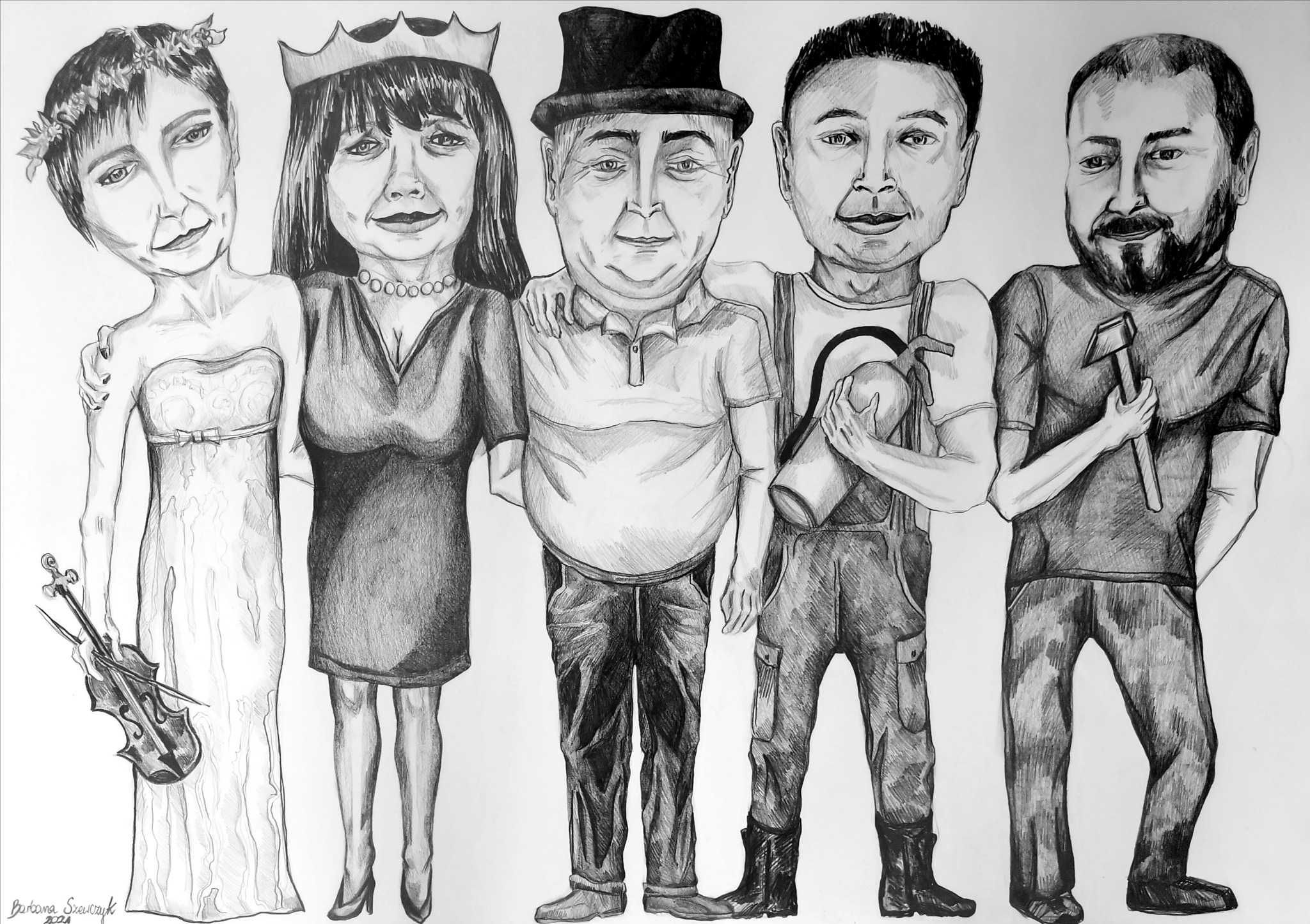 karykatura na 50-lecie ślubu