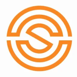 Pomarańczowe logo firmy w kształcie litery S wpisanej w koncentryczne okręgi, na białym tle.