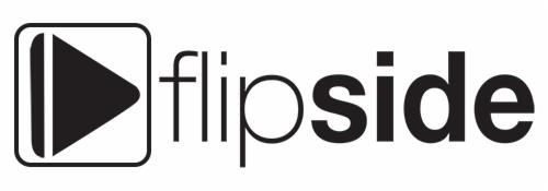 Logo firmy Flipside z symbolem odtwarzania w kwadratowej ramce.