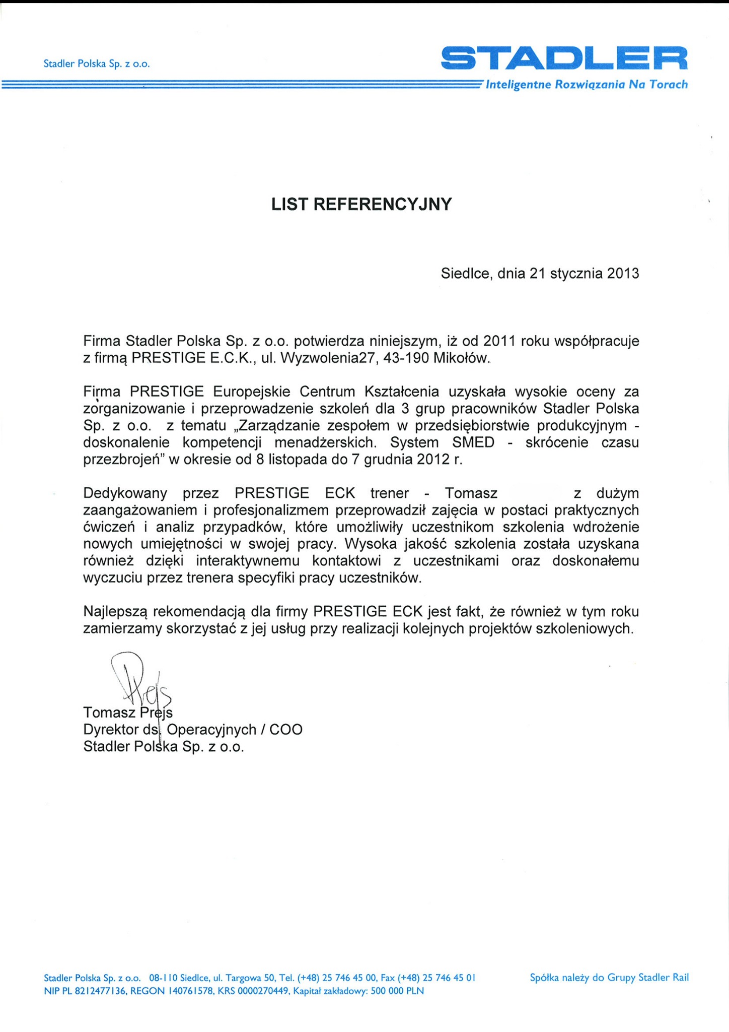 STADLER Referencje