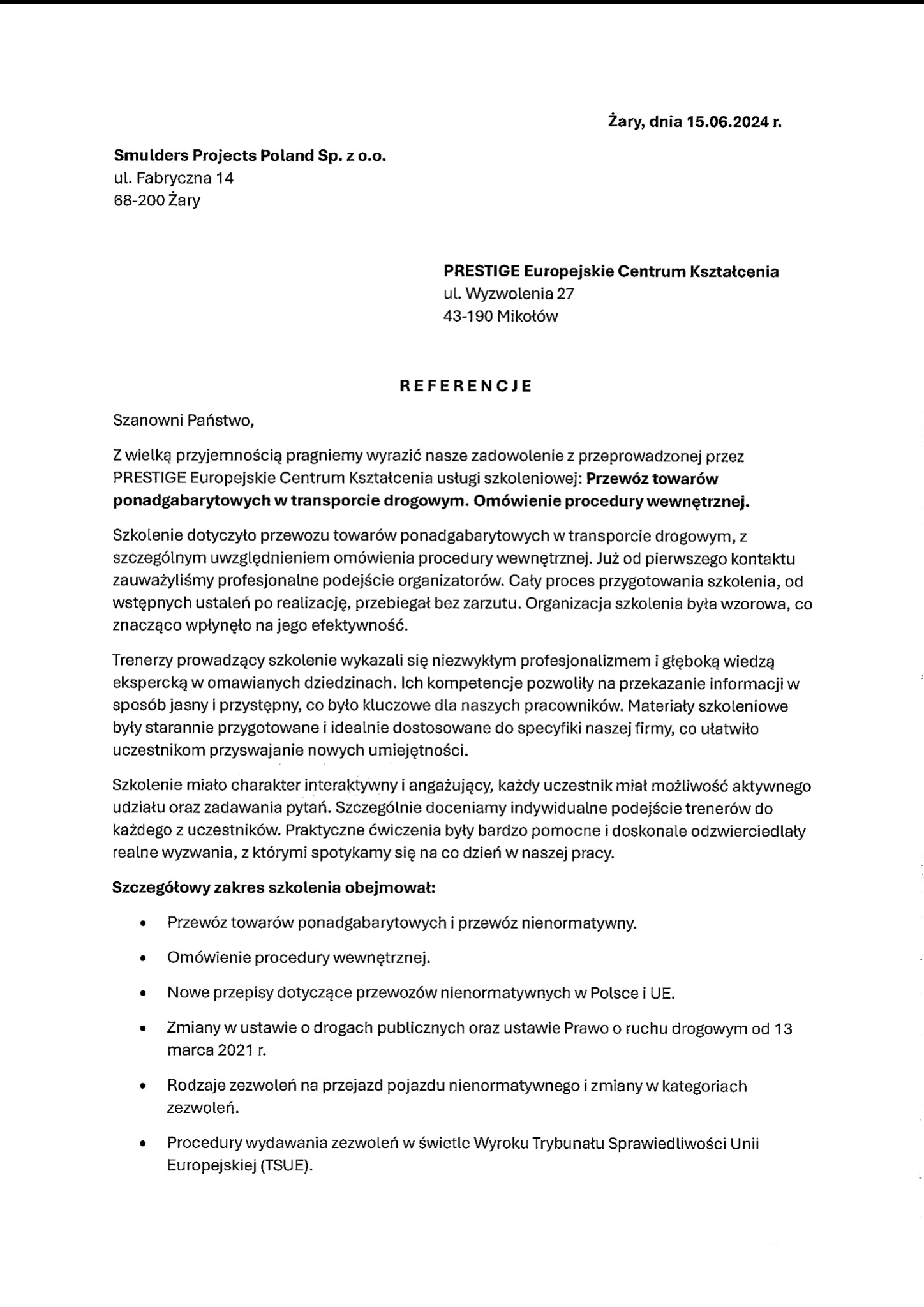 Smulders Projects Referencje