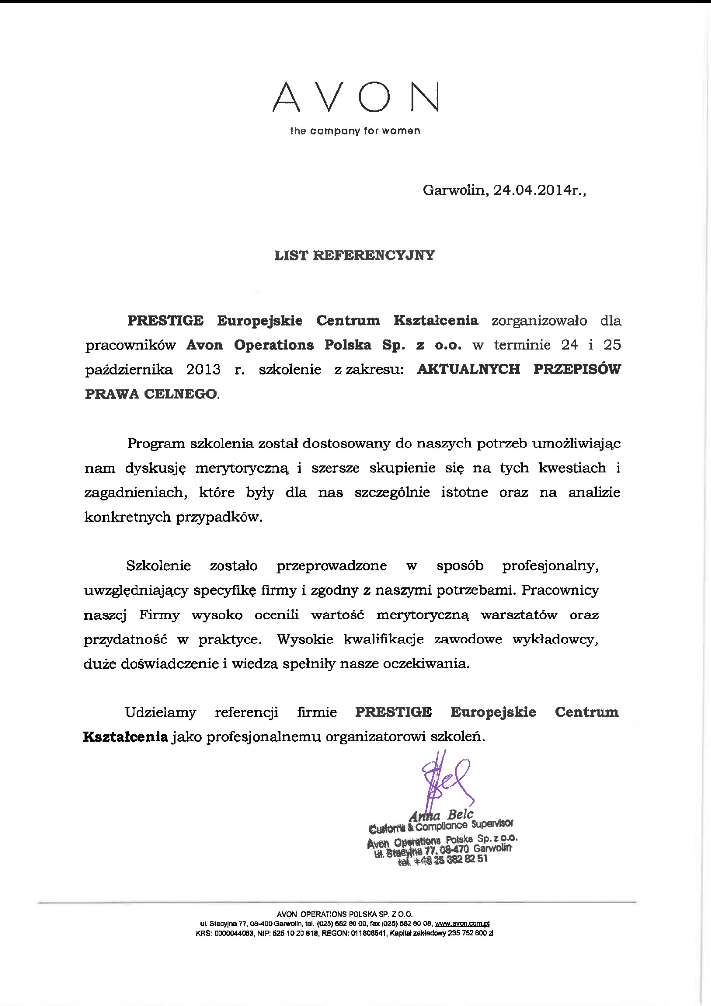 AVON Referencje