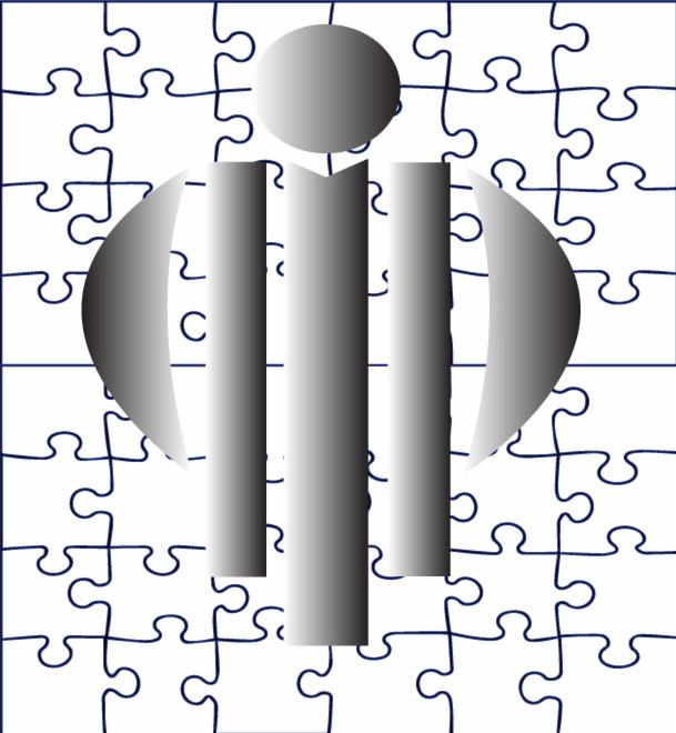 Abstrakcyjna sylwetka człowieka zbudowana z elementów układanki, symbolizująca proces terapeutyczny i rozwiązywanie problemów.