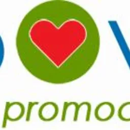 Logo firmy 'provita centrum promocji zdrowia' z czerwonym sercem w zielonym okręgu, używające niebieskiej i zielonej kolorystyki.