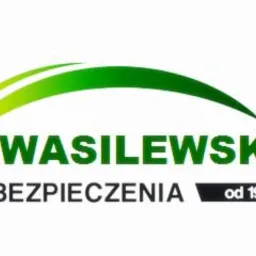 Logo firmy ubezpieczeniowej Wasilewska Ubezpieczenia z zielonym łukiem i datą 'od 1999 r.' na białym tle.