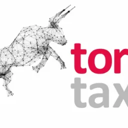 Logo firmy 'toro tax' z graficznym przedstawieniem byka w formie siatki połączeń na białym tle.
