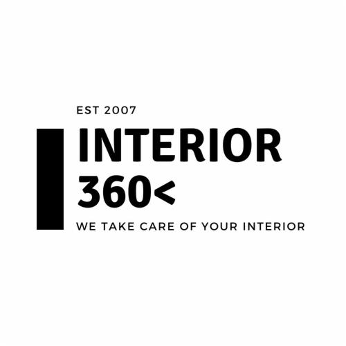 Logo firmy Interior 360, EST 2007, z hasłem 'We take care of your interior'.