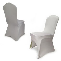 Elastyczne pokrowce na krzesła bankietowe w kolorze szarym