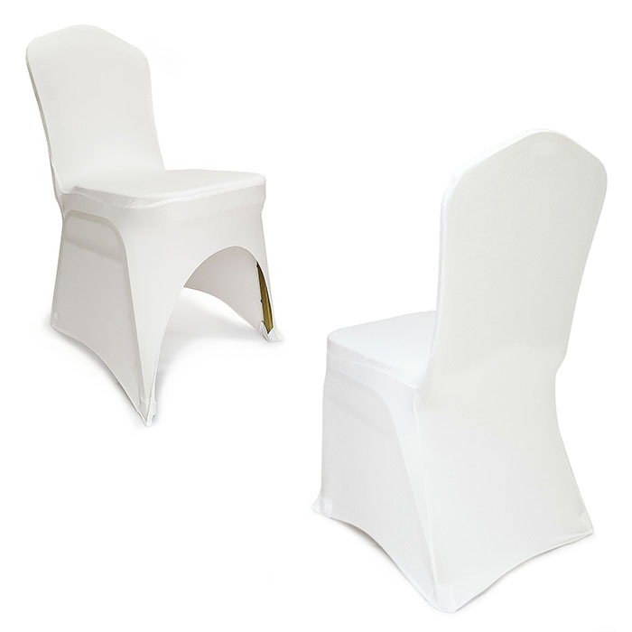 Białe pokrowce na krzesła bankietowe