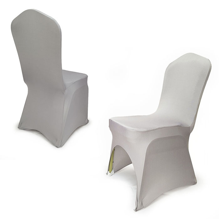 Elastyczne pokrowce na krzesła bankietowe w kolorze szarym