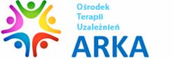 Logo Ośrodka Terapii Uzależnień ARKA z kolorowym symbolem stylizowanych postaci trzymających się za ręce.