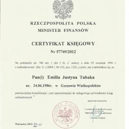 certyfikat księgowy MF