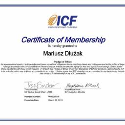 certificate of membeship International Coach Federation ICF Global