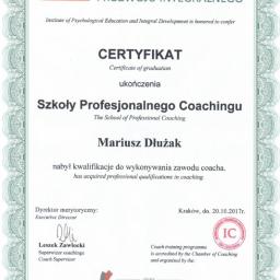 certyfikowany coach - Instytut Psychoedukacji i Rozwoju Integralnego. Szkoła Profesjonalnego Coachingu.
