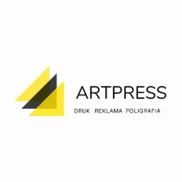 Logo firmy Artpress z żółto-czarnym symbolem graficznym i napisem 'Druk Reklama Poligrafia' poniżej nazwy.