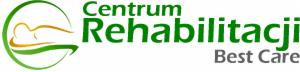 Logo Centrum Rehabilitacji Best Care z zielonym napisem i symbolem sylwetki leżącej osoby w okręgu.