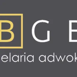 Logo kancelarii adwokackiej BGB w Łodzi, z literą B w złotym kwadracie na szarym tle.